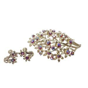 Vintage Coro Pink Aurora Borealis Crystal Brooch